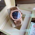 Cheapest Price Copy Patek Philippe Nautilus Blue Dial Rose Gold Men's Watch